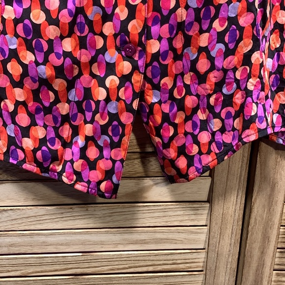 I.E Woman 100% Silk L/S Flare Cuffs Pink B Orange Purple 24W Button Down 24W - Picture 2 of 10